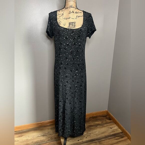 Vintage Paul Harris Design sparkly black maxi dress size 10 whimsigothic moody - Picture 1 of 11